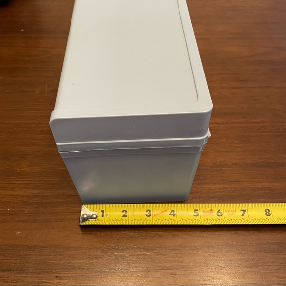 Vintage Blue Hard Plastic File Card Recipe Storage Box 8.5x4.5x5.5" - Picture 5 of 8